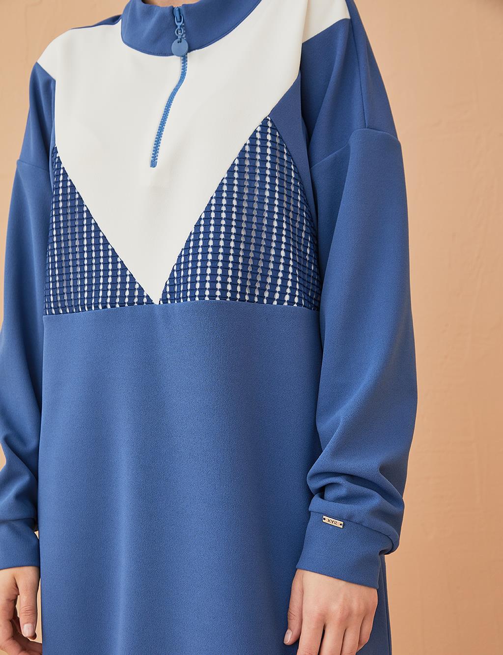 KYR Half Zipper Contrast Sweatshirt B21 70010A Indigo