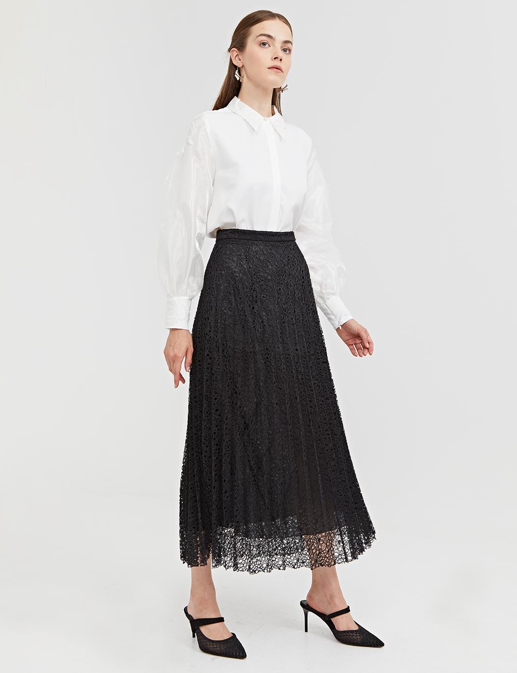 Flowy Lace Skirt A21 12017 Black