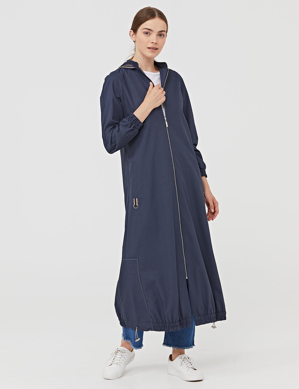 Hooded Long Wear / Go Abaya A21 25008 Navy