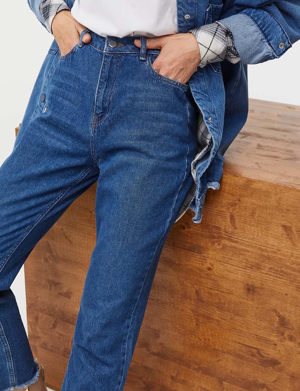 Straight Cut Jeans Lacivert B21 19120