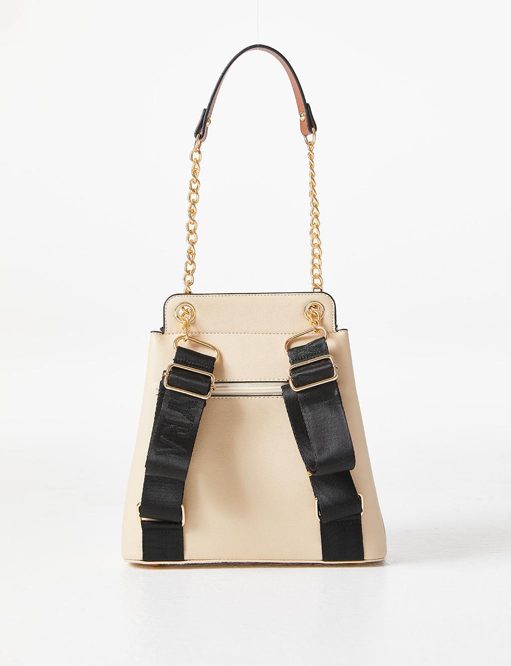 Faux Leather Backpack Cream - Kayra.com