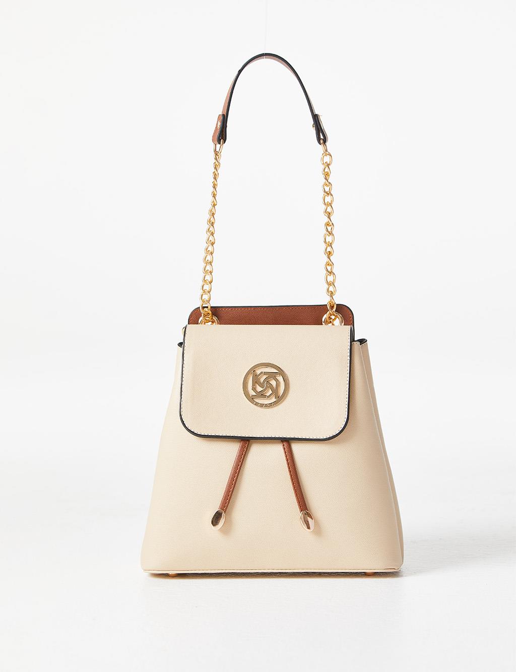 Faux Leather Backpack Cream - Kayra.com