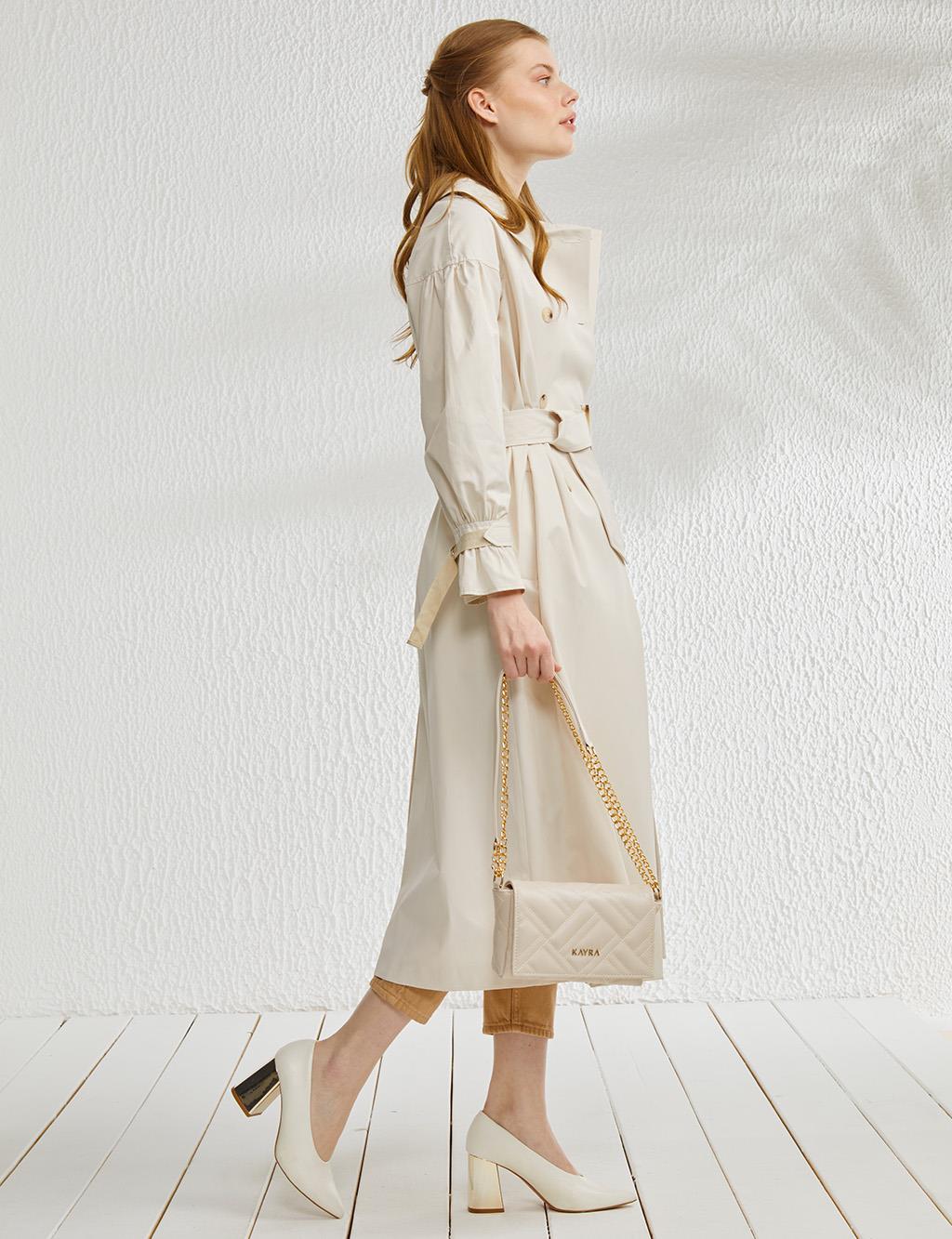 Ankle Detailed Double Breasted Trench 