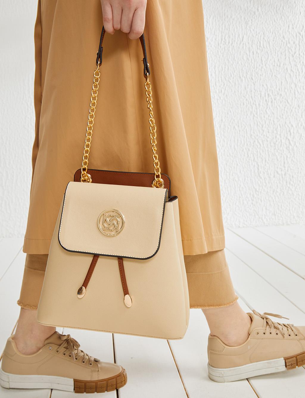 Faux Leather Backpack Cream - Kayra.com