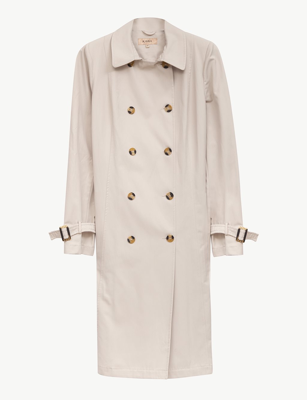 Ankle Epaulette Double Buttoned Trench Coat Cream Kayra