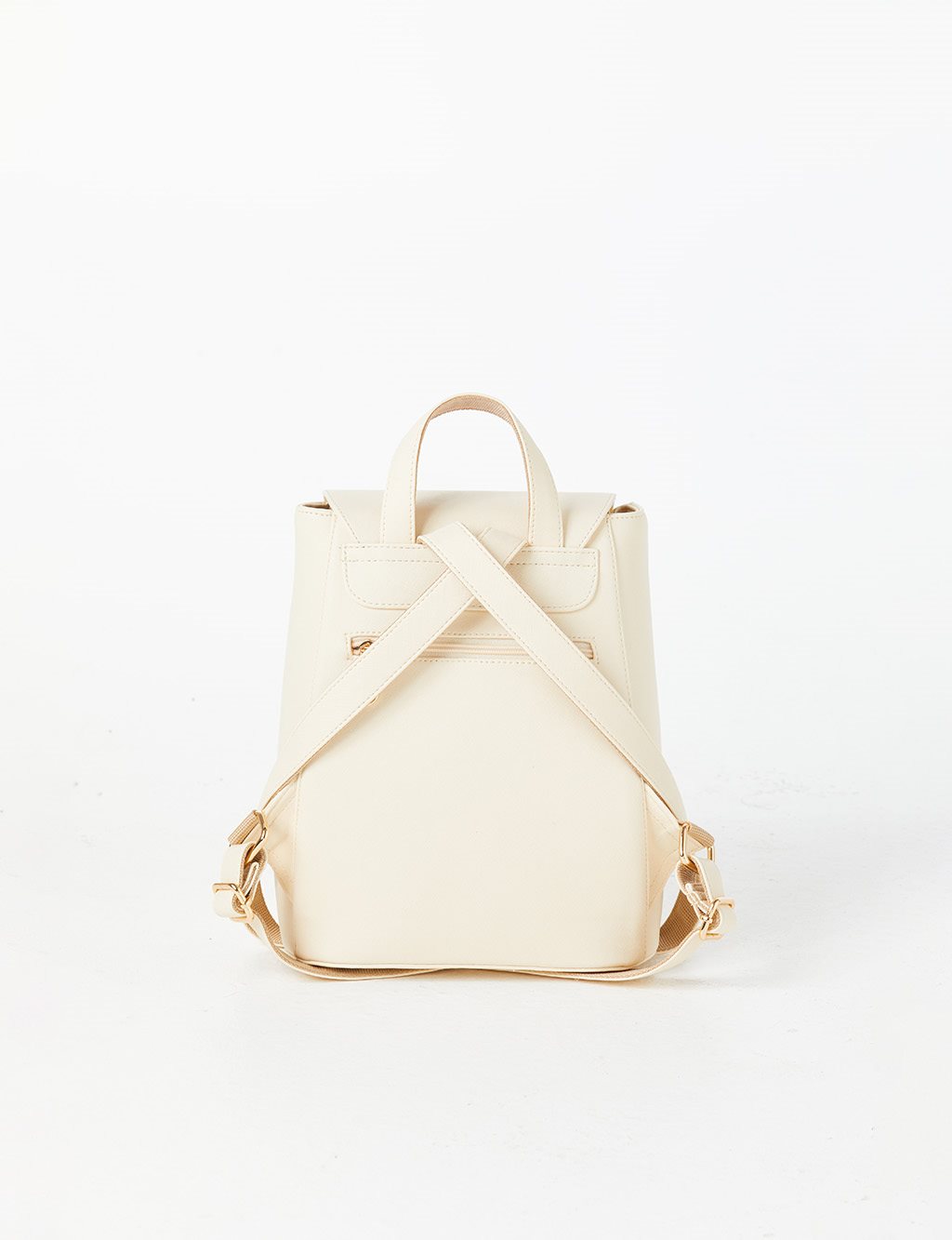 Faux Leather Backpack Cream with Cover 