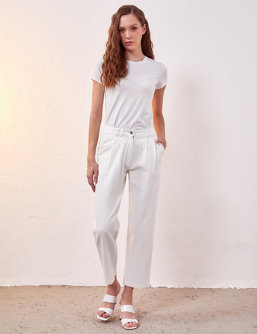 Lapis Mineral Wash Knot High Waist Raw Hem Cotton Pants