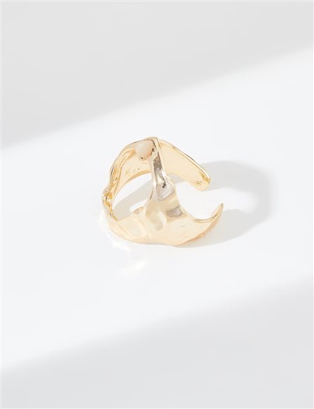 Perforated Adjustable Ring Gold B21 YZK01