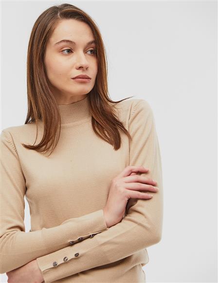 Basic Knit Sweater in Stone