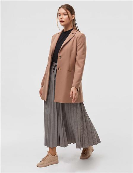 Kemik Düğmeli Blazer Ceket Camel