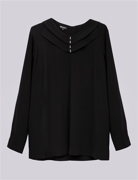 Collar Embellished Blouse Black