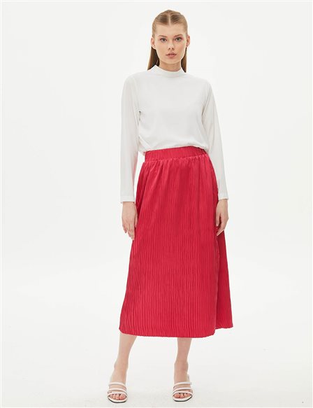 Elastic Waist Skirt Scarlet