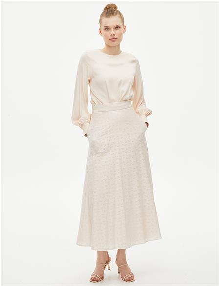 Patterned Bell Skirt Cream