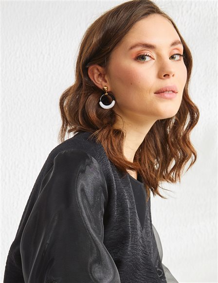 Double Color Hoop Earrings Black