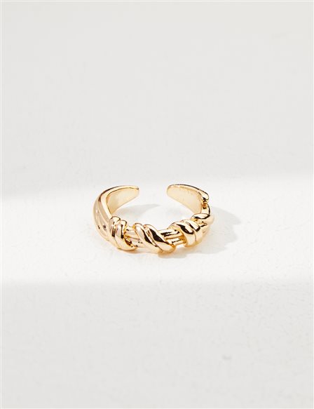 Adjustable Knit Ring Gold Color