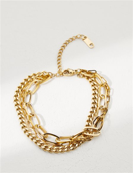 Triple Chain Bracelet Gold Color