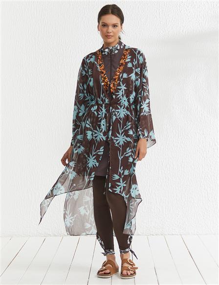 Floral Patterned Pareo Brown