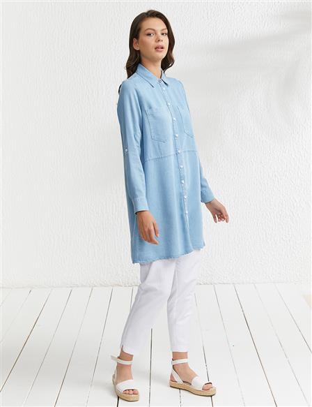 Punto Stitched Denim Shirt Light Blue