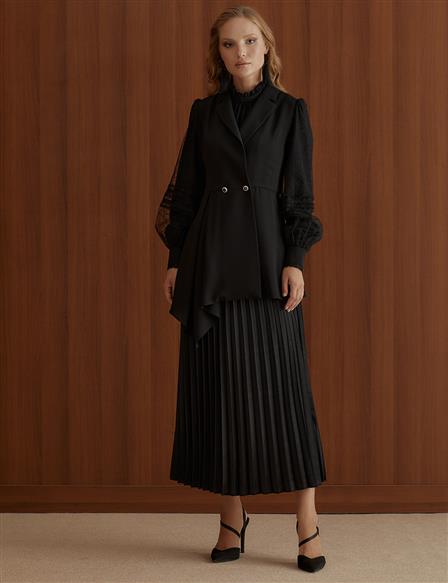 Asimetrik Kesim Blazer Ceket Siyah