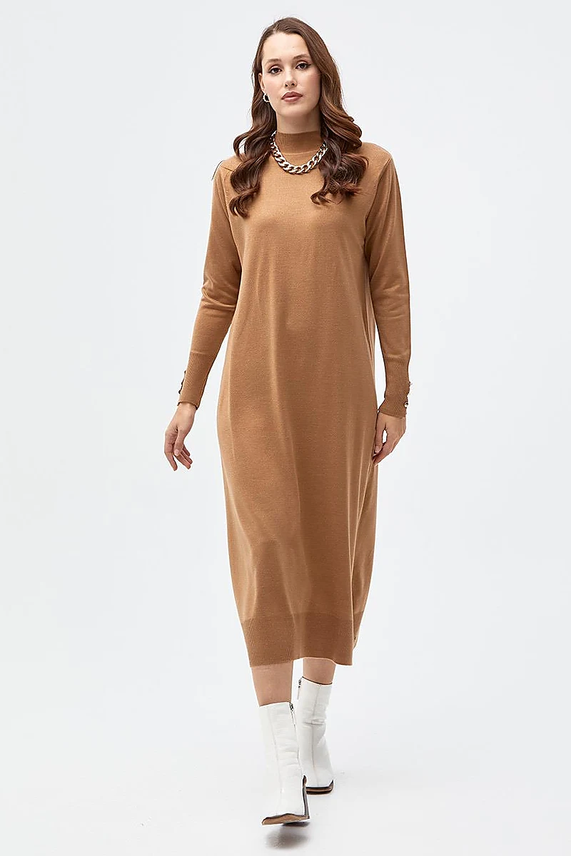  Half Turtleneck Knitwear Dress Beige 