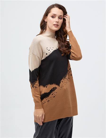 Color Transition Knitwear Tunic Camel