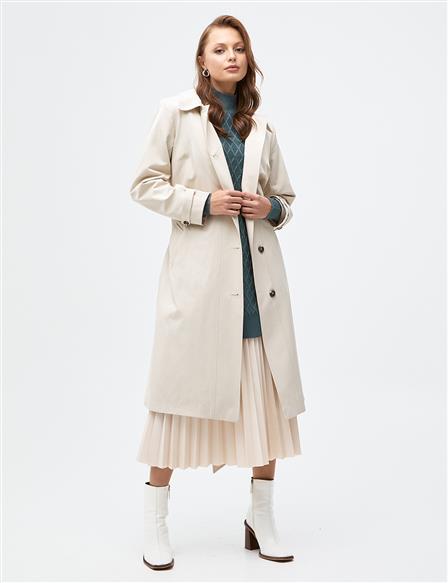 Belted Trench Coat Cream