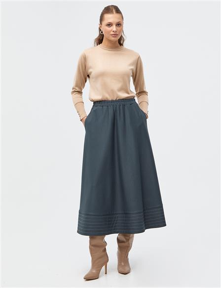 Punto Stitched Bell Skirt Anthracite
