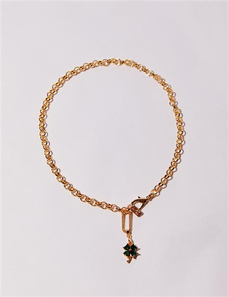 Clover Figured Chain Necklace Gold