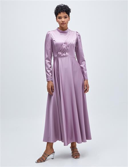 Black Collar Dress With Flowy Skirt Old Lavander