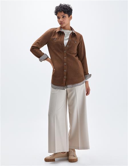 Double Pocket Layered Tunic Brown
