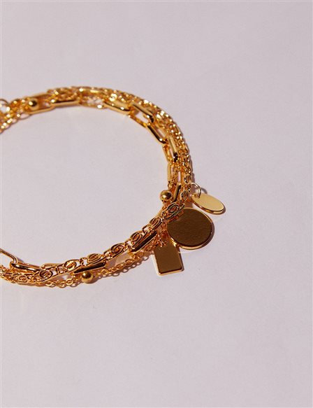 Triple Charm Bracelet Gold