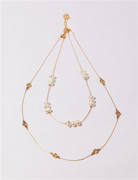 Pearl Charm Necklace Gold