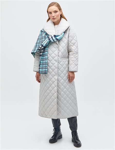 Quilted Inflatable Coat Light Grey