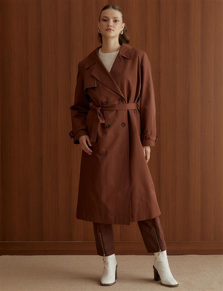Windbreaker Double Breasted Trench Coat Brown