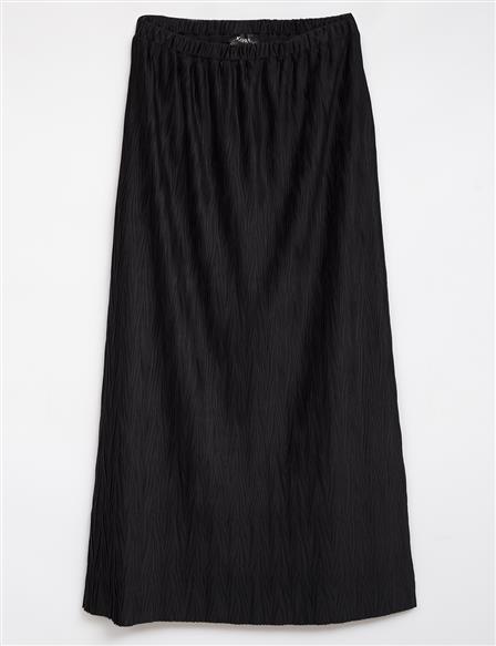 Flowy Crinkle Skirt Black