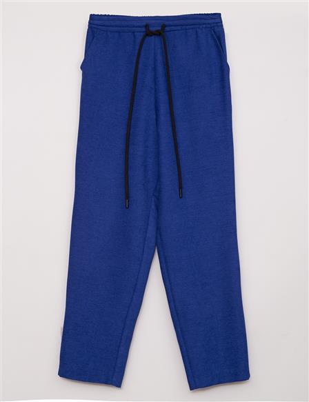 Beli Bağcıklı Havuç Pantolon Saks