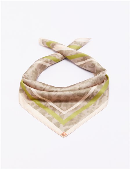 Animal Print Scarf Bej-Haki