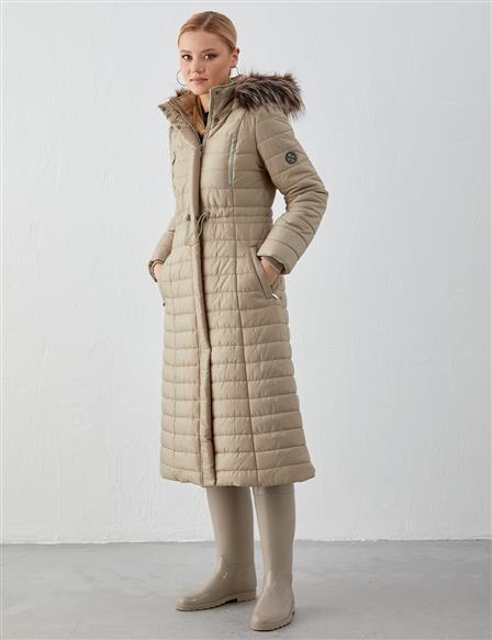 Fur Collar Quilted Down Jacket Mink