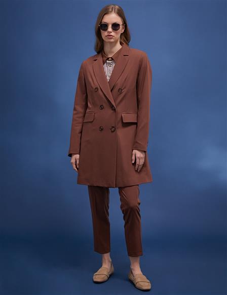 Basic Blazer Ceket Kahve