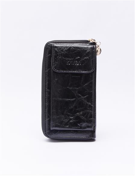 Two Compartment Wallet Bag Wrinkled Patent Leather