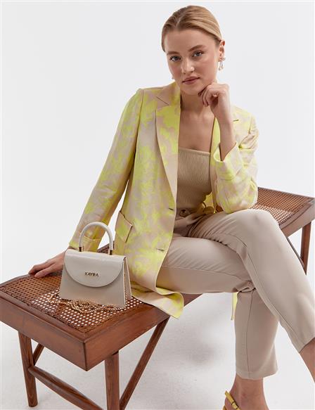 KYR Floral Patterned Linen Jacket Sand Beige