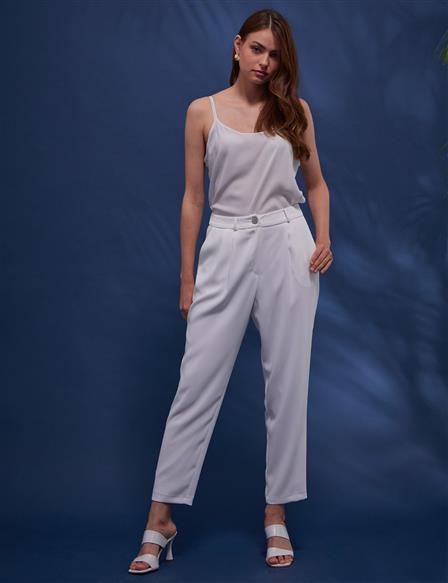 Pleated Classic Pants Ecru