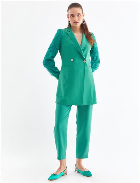 Tulle Coated Suit Lake Green
