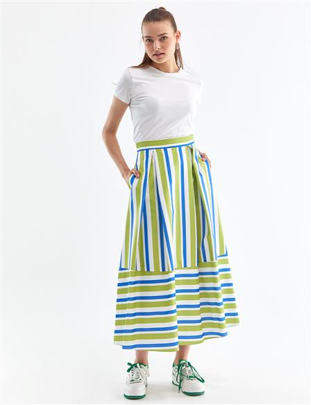 Wide Pleated Skirt Ecru