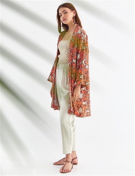 Abstract Pattern Jacket Peach