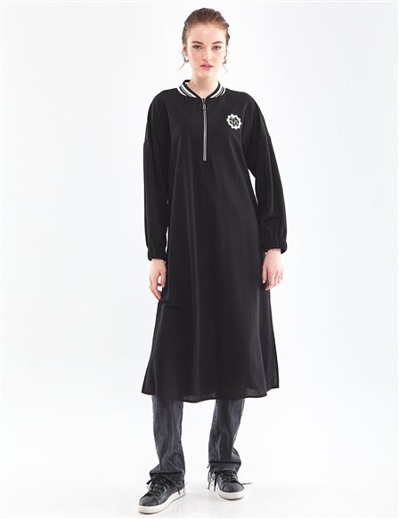 Kolej Yakalı Tunik/Elbise Siyah