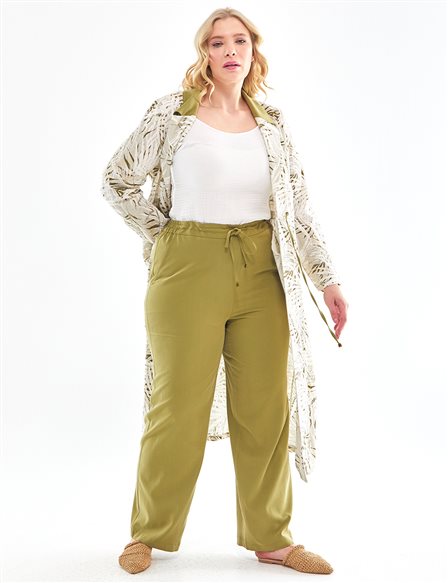 Natural Fabric Plus Size Pants Khaki