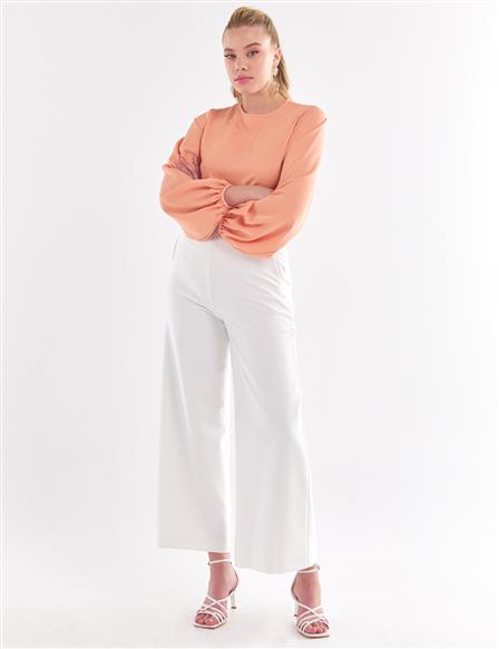 KYR Wide Leg High Waist Pants Ecru