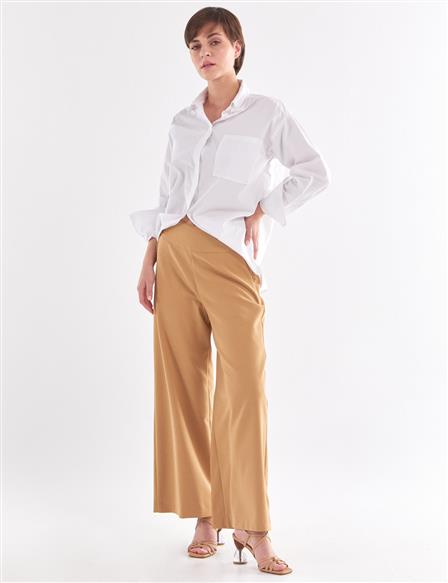KYR Wide Leg High Waist Pants Camel