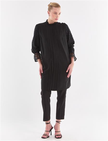 Lacy Sleeves Tunic Black